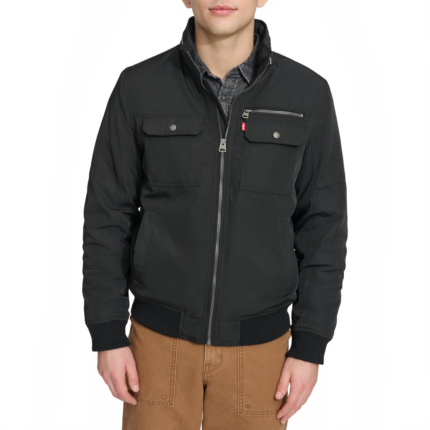 Levi's Stand Collar Utility Bomber Jacket, Black, M