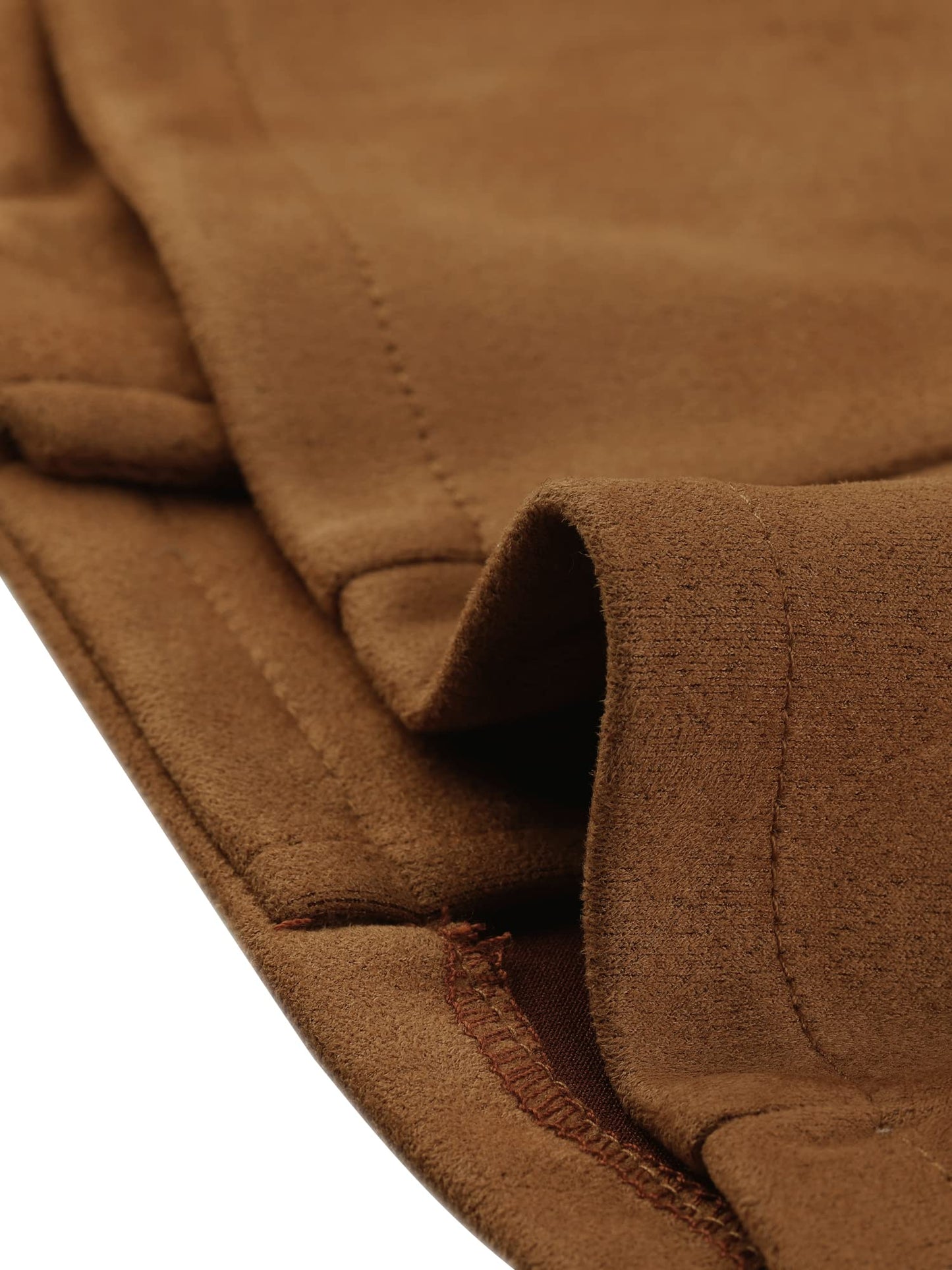Allegra K Cropped Jacket for Women's Double Breasted Zip Up Faux Suede Jacket Medium Brown