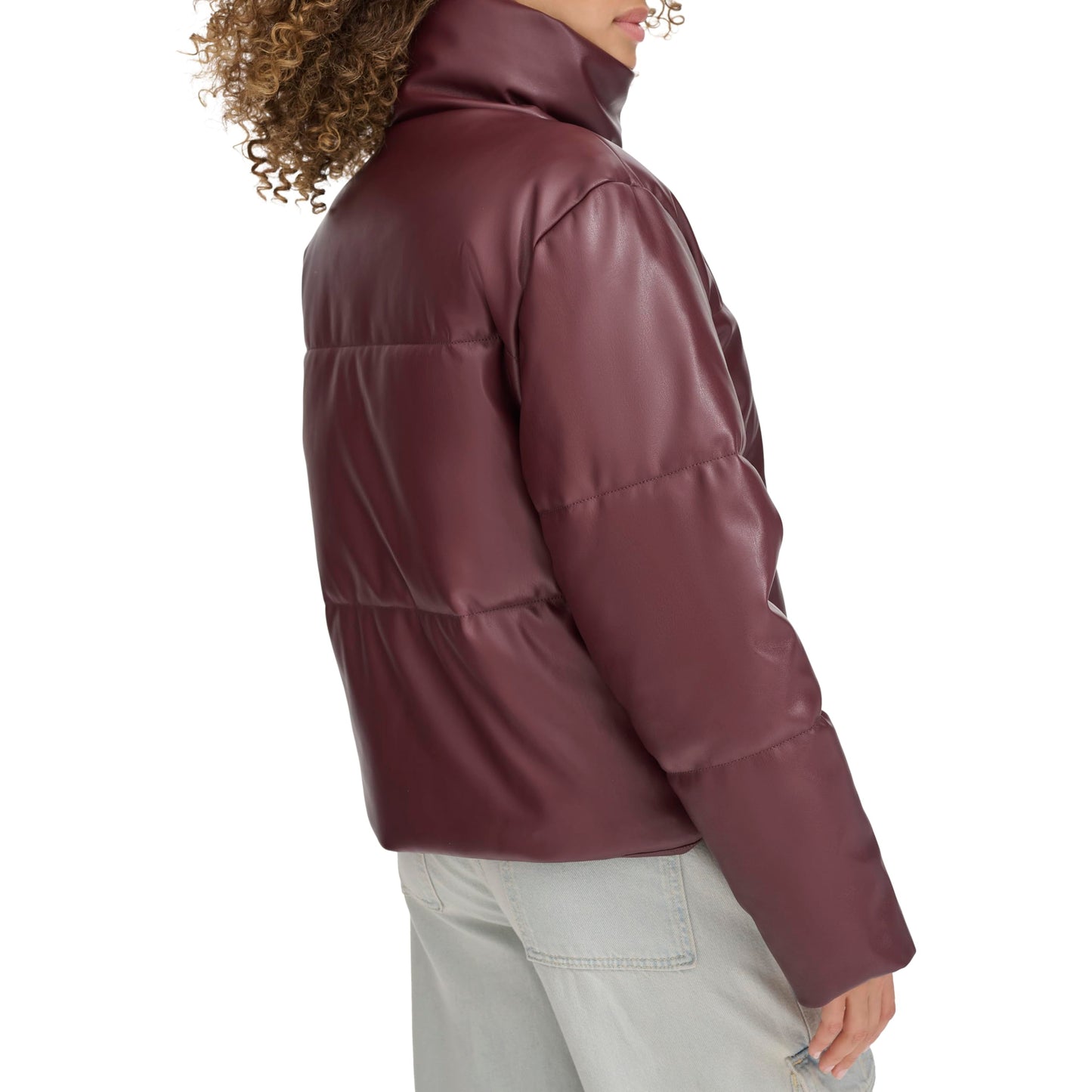 Levi's Women's Vegan Leather Quilted Shorty Puffer, Fig, X-Large