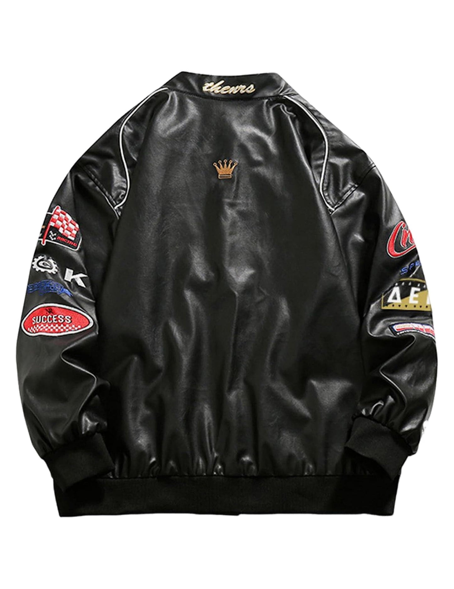 Aelfric Eden Faux Leather Jacket Oversized Racing Motorcycle Jackets Moto Coats Unisex Trendy Streetwear Jacket