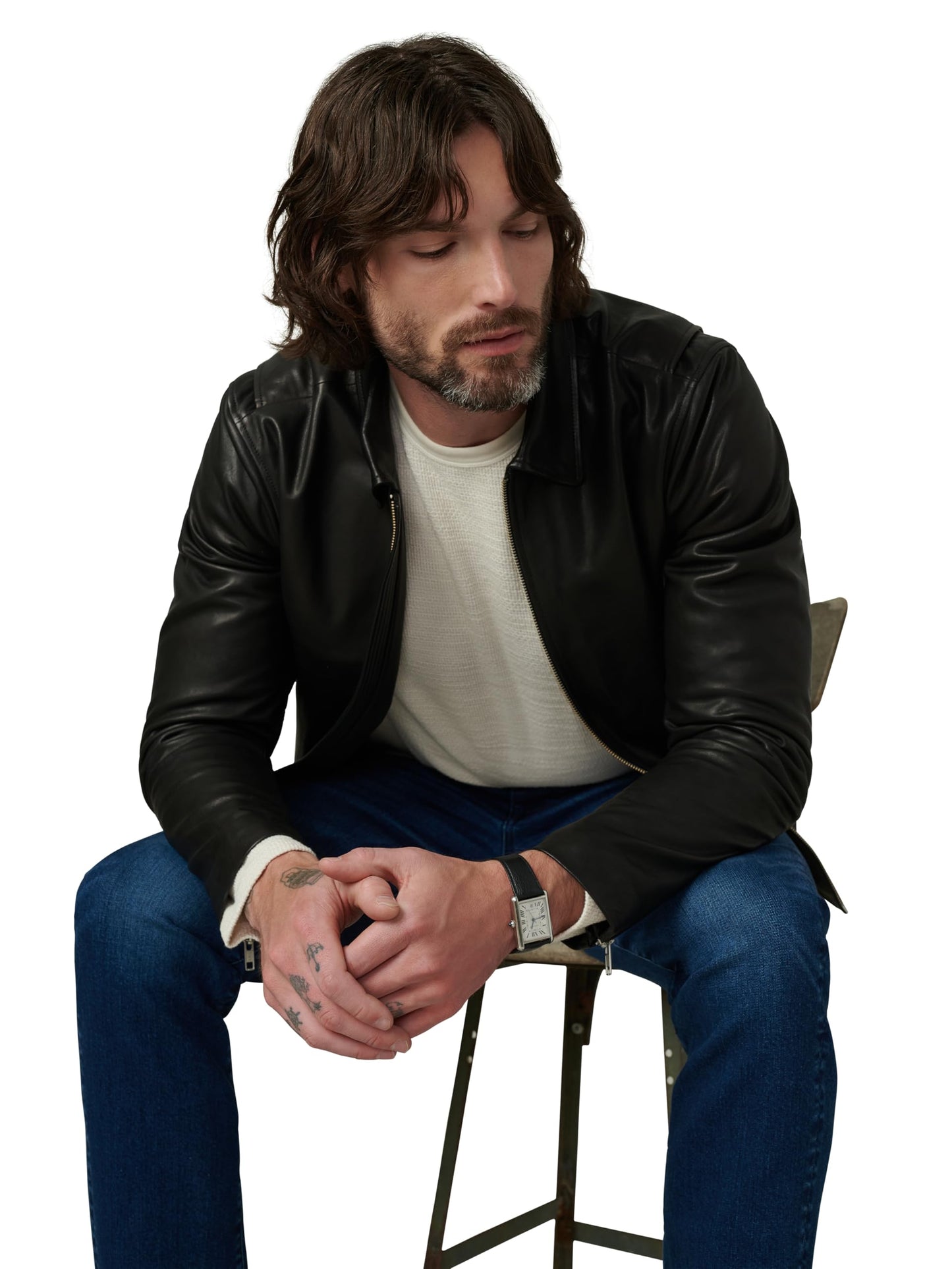 Joe's Jeans Men's Refined Leather Moto Jacket, Black