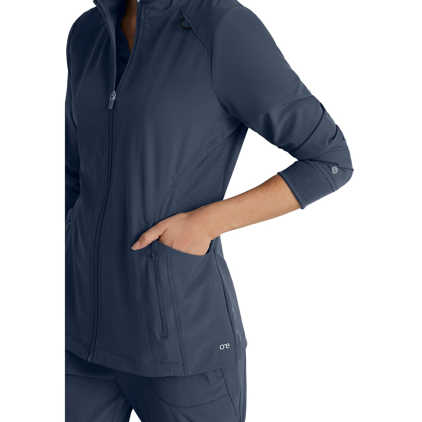 BARCO One Venture Classic Fit Scrub Warm-Up Jacket for Women – Steel, 4-Pocket Scrub Jacket w/ 360 Spandex Stretch – Moisture Wicking, Anti-Static & Quick Shed – XL, Regular Fit