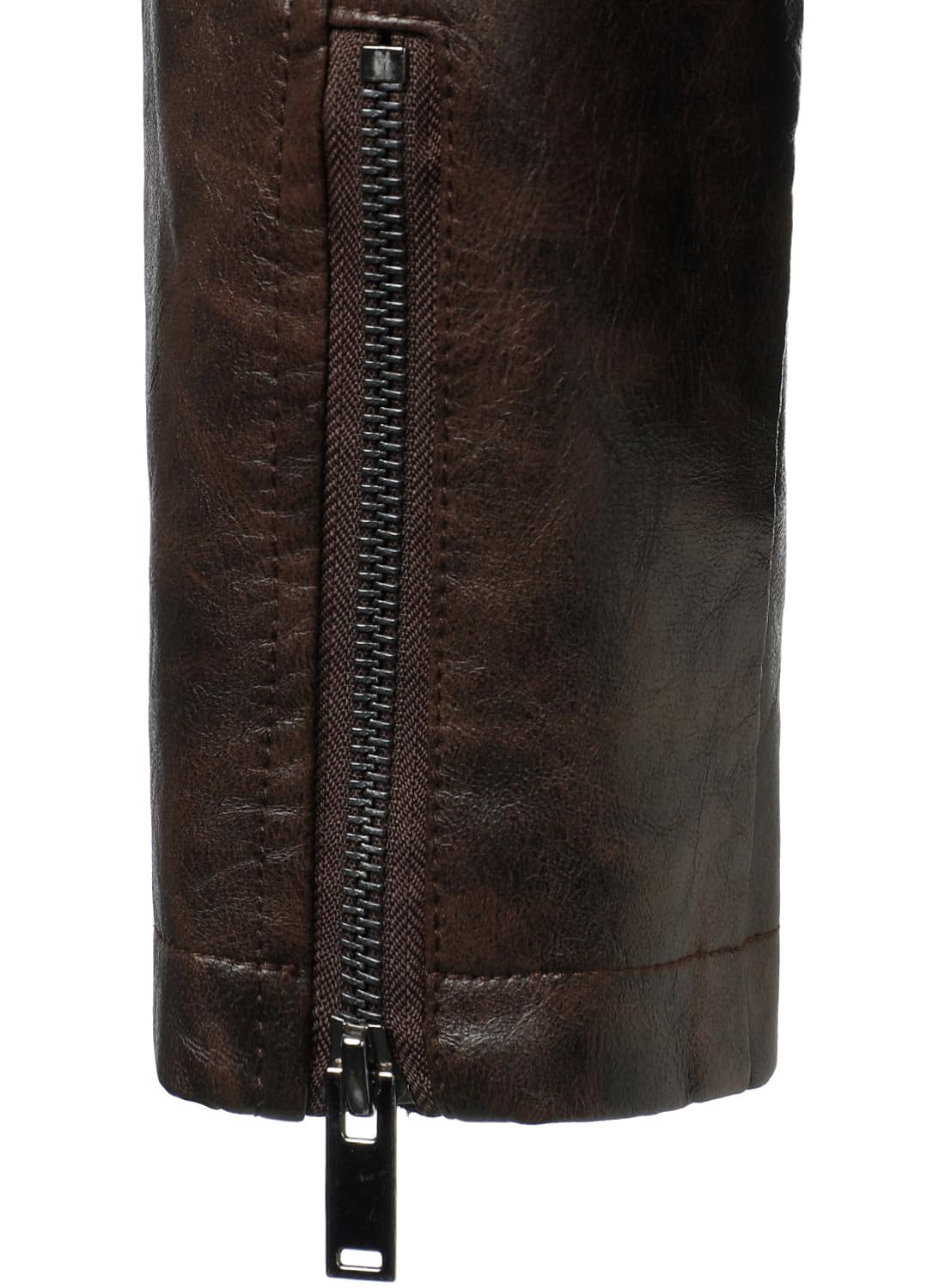 HOOD CREW Mens Faux Leather Bomber Jacket Classic Style Motorcycle Jackets Coffee L