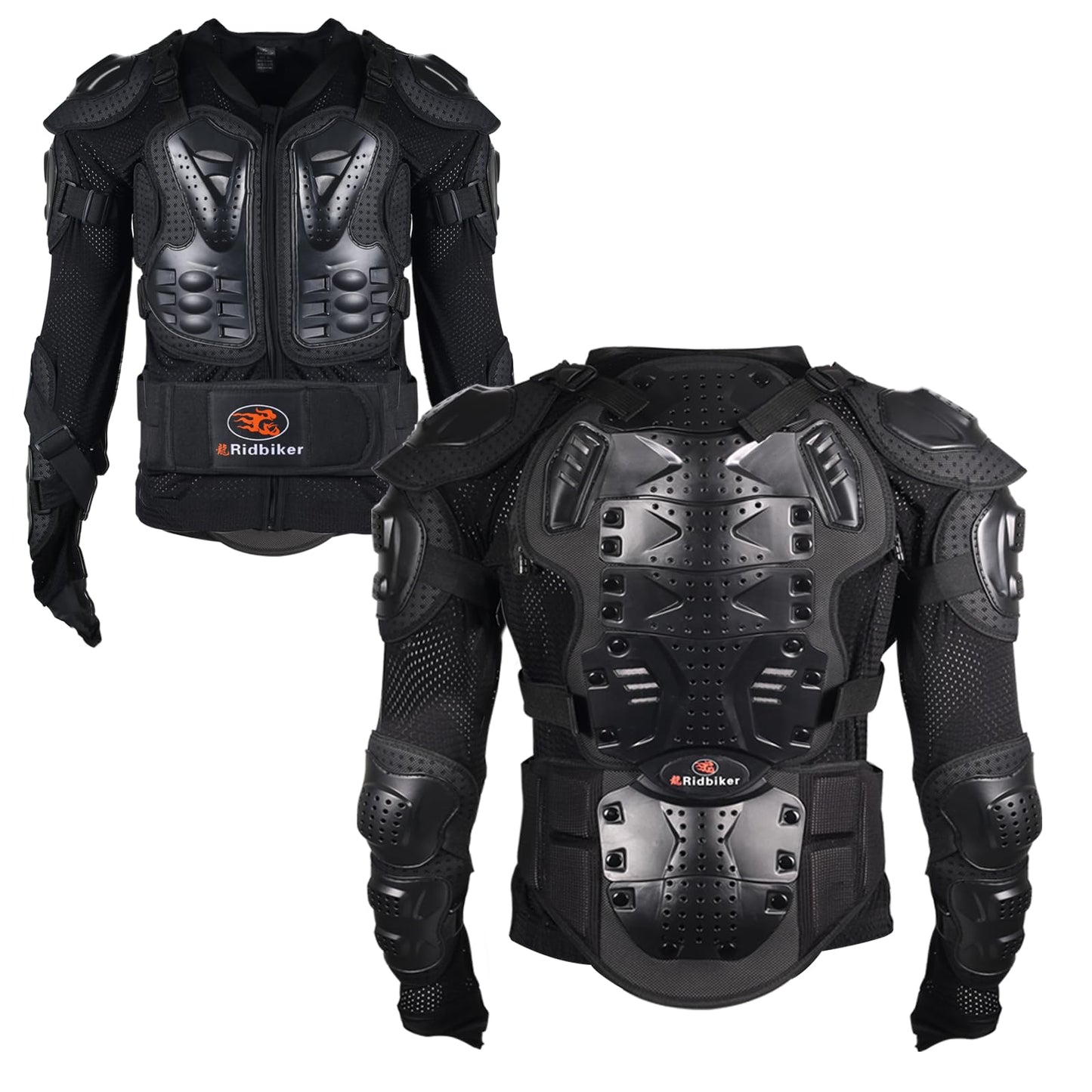RIDBIKER Motorcycle Jacket Full Body Armor, Chest Protection Dirt Bike Gear for Men Motorcycle Gear Motorcycle Armor Motocross MTB Racing Off-Road (Medium, Black)