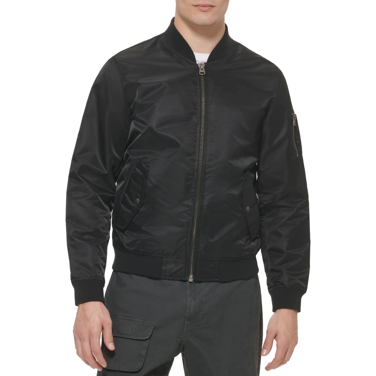 Levi's MA-1 Flight Lightweight Zip-Up Bomber Jacket, Black Ma-1 Unfilled, L