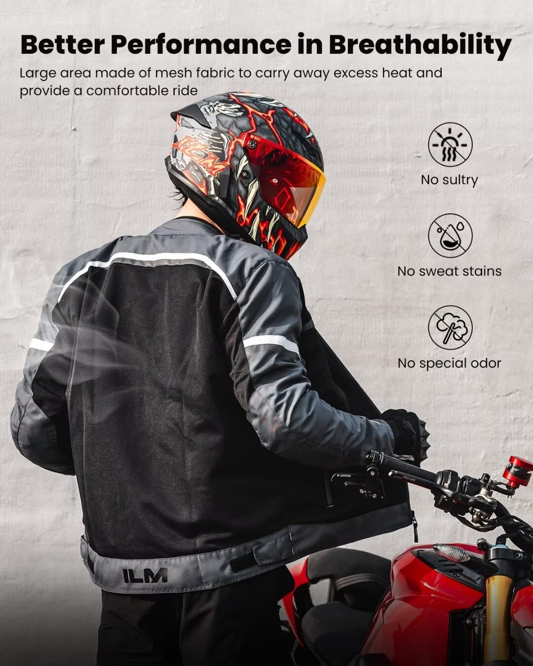 ILM Motorcycle Riding Jacket with Mesh CE Armor and Detachable Thermal Liner Dual Sport All Season for Men Model JAM1(Grey,X-Large)