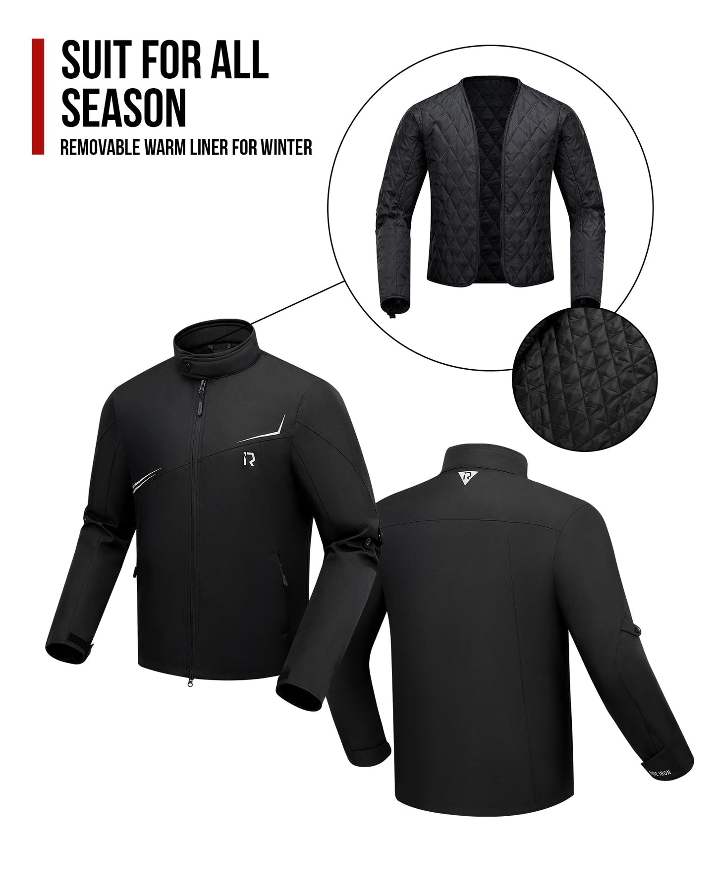 RIDEIRON Motorcycle Riding Jacket for Men, CE Certified