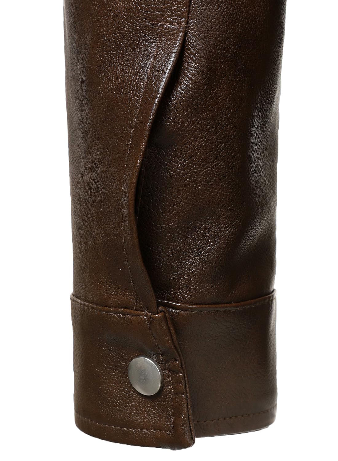 HOOD CREW Men’s Classic Faux Leather Jackets Turn Down Collar Leather Coat Lightweight Outerwear Biker Jacket Coffee M