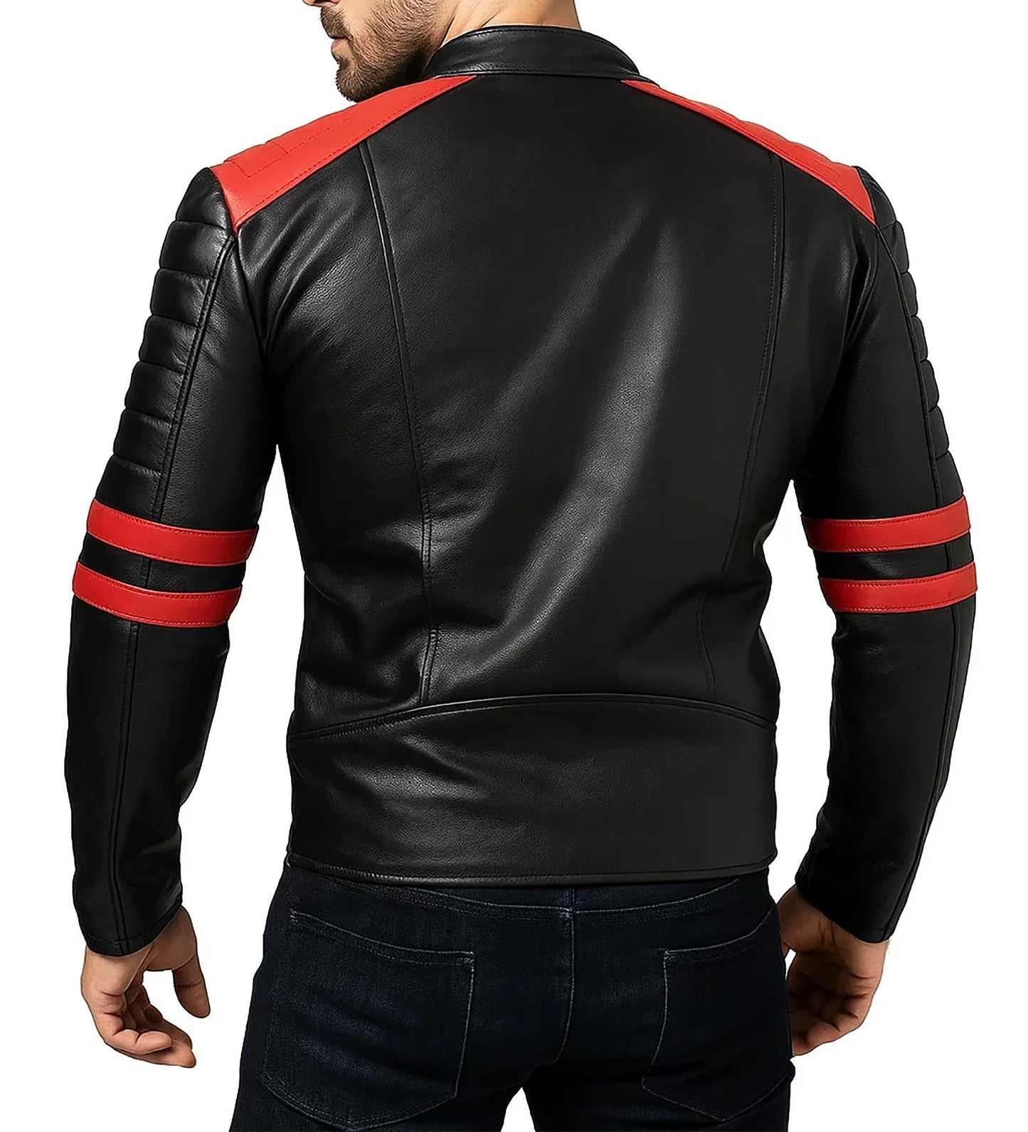 UGFashions Men Vintage Leather Moto Black Cafe Racer Biker Jacket