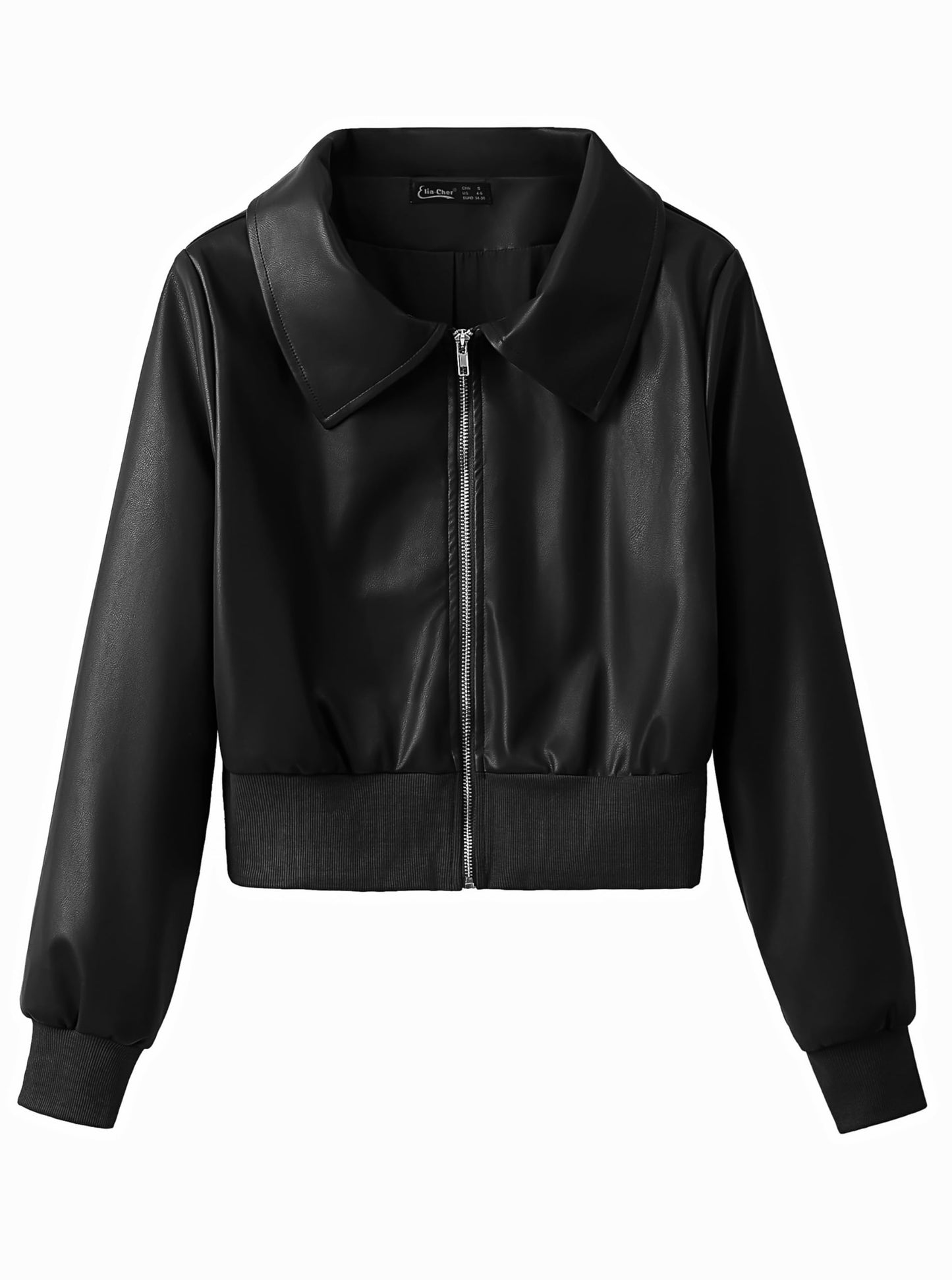 Eliacher Cropped Pu Leather Bomber Jacket (US 4-6)