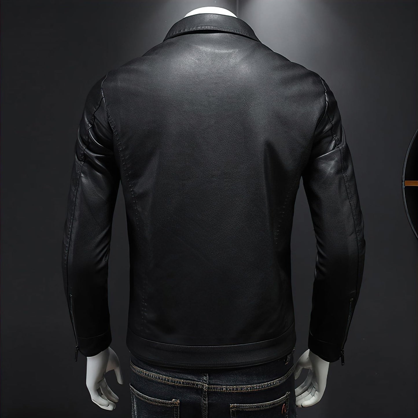 ZFBAOJT Mens Leather Jacket Motorcycle Black Biker Jackets Vintage Faux Leather Outwear Casual L