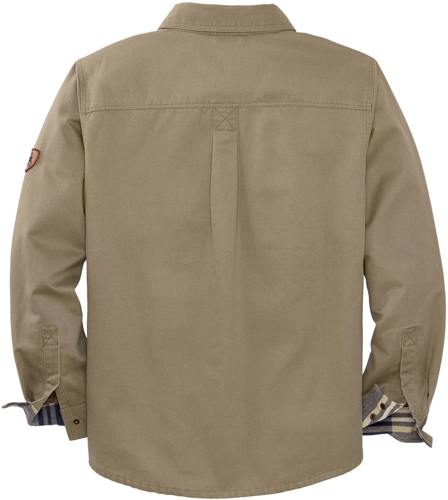 Mens Flannel Lined Waxed Cotton Shirt Jacket, Twig, X-Large