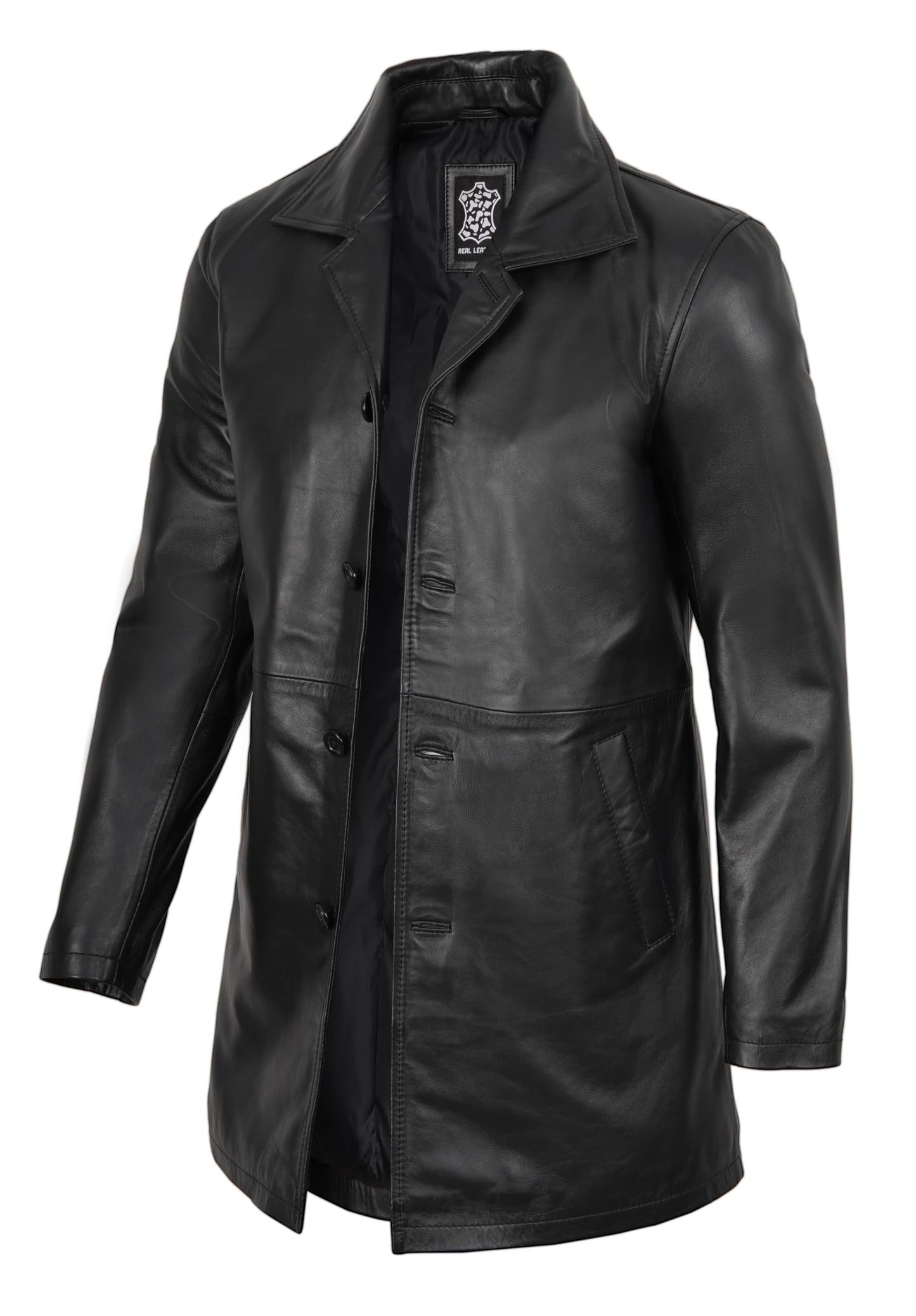 fjackets 3/4 Genuine Leather Jacket Men - black leather jacket for men | [1500042] Suprnatural Black, S
