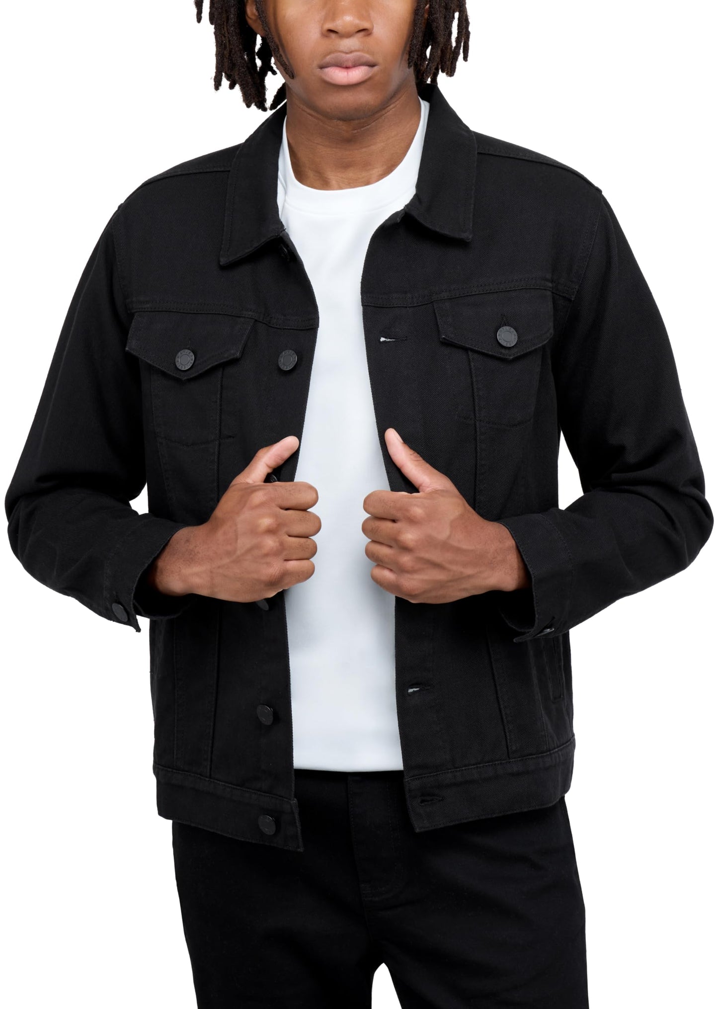 X RAY Mens Denim Jacket, Washed Ripped Distressed Flex Stretch Casual Trucker Biker Jeans Jacket for Men, Black, 3X-Large