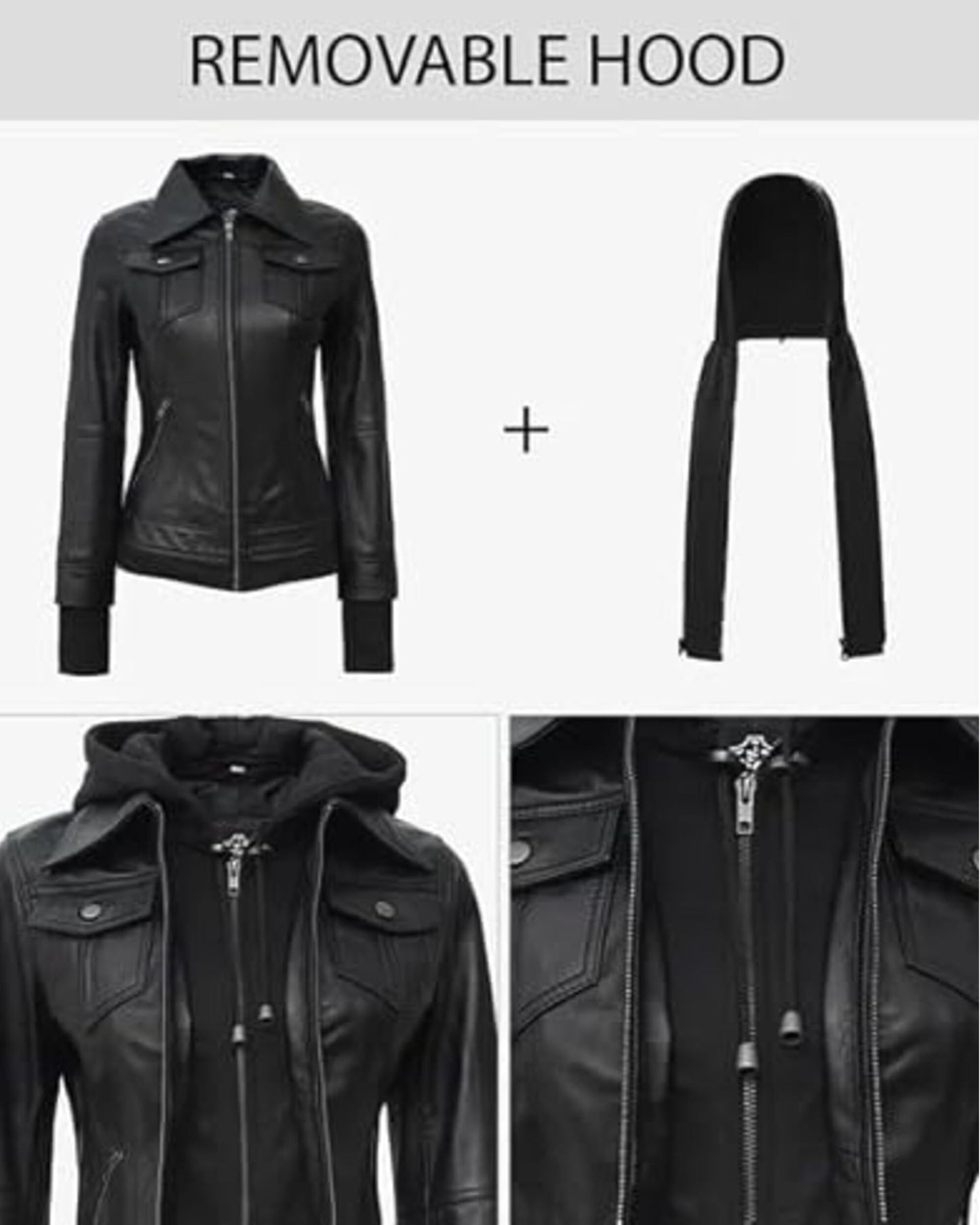 Decrum Leather Motorcycle Jacket Women - Women's Leather Jacket | [1309194] Betty Black, L