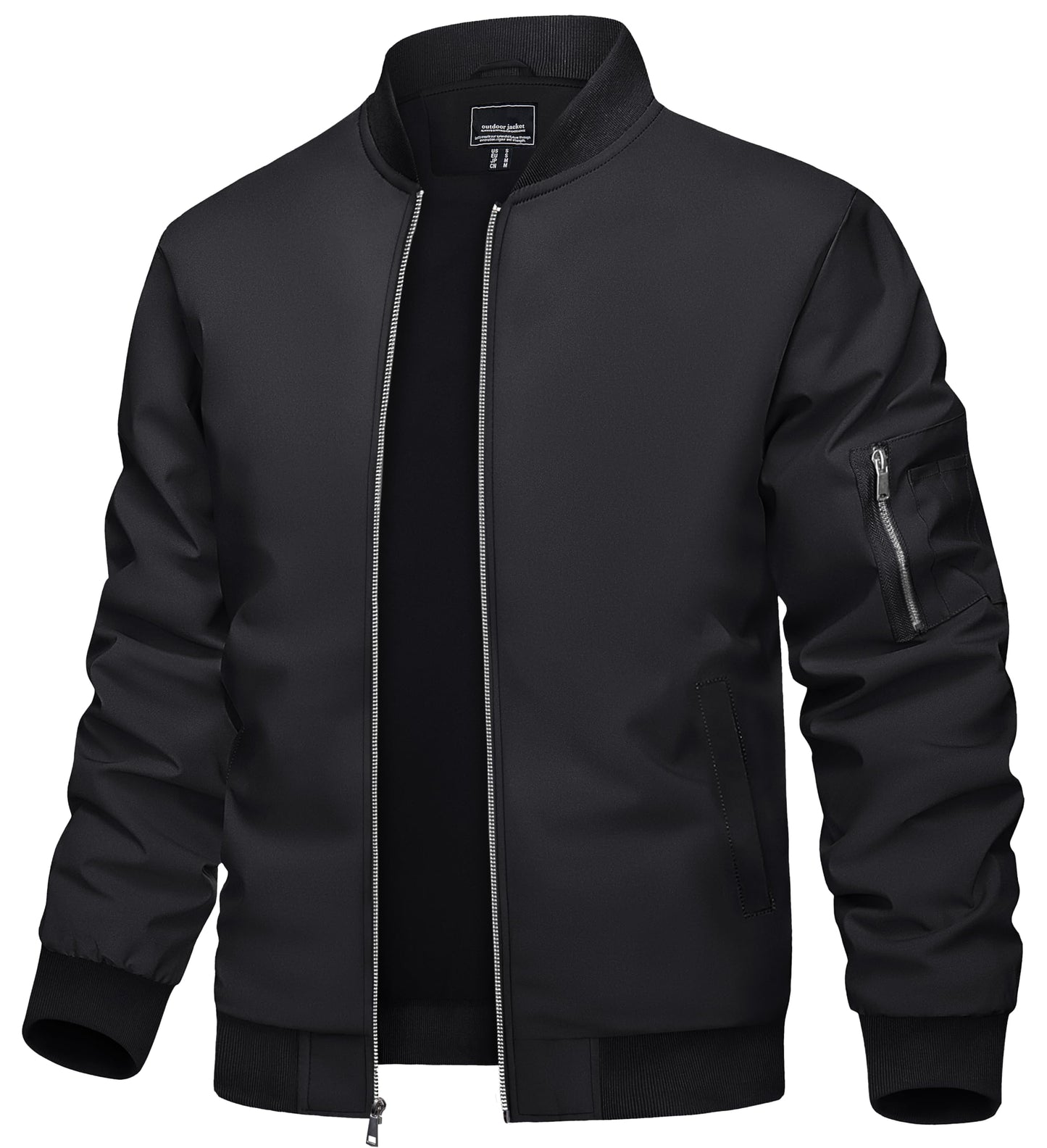 TACVASEN Bomber Jacket Men Varsity Jackets Black Bomber Jackets Men Windproof Jackets Mens Casual Jackets Mens Spring Jackets Harrington Jacket
