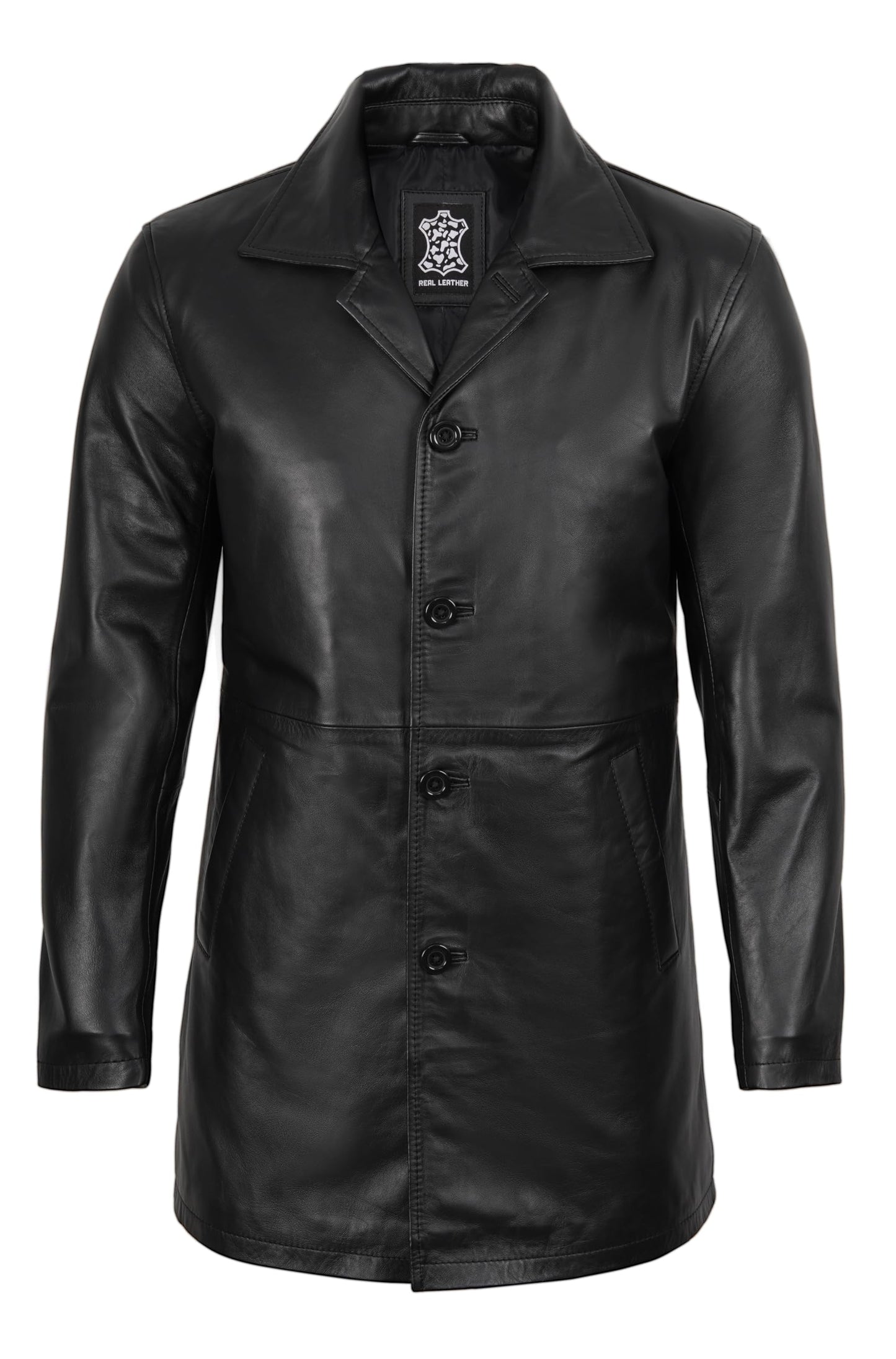 fjackets 3/4 Genuine Leather Jacket Men - black leather jacket for men | [1500042] Suprnatural Black, S