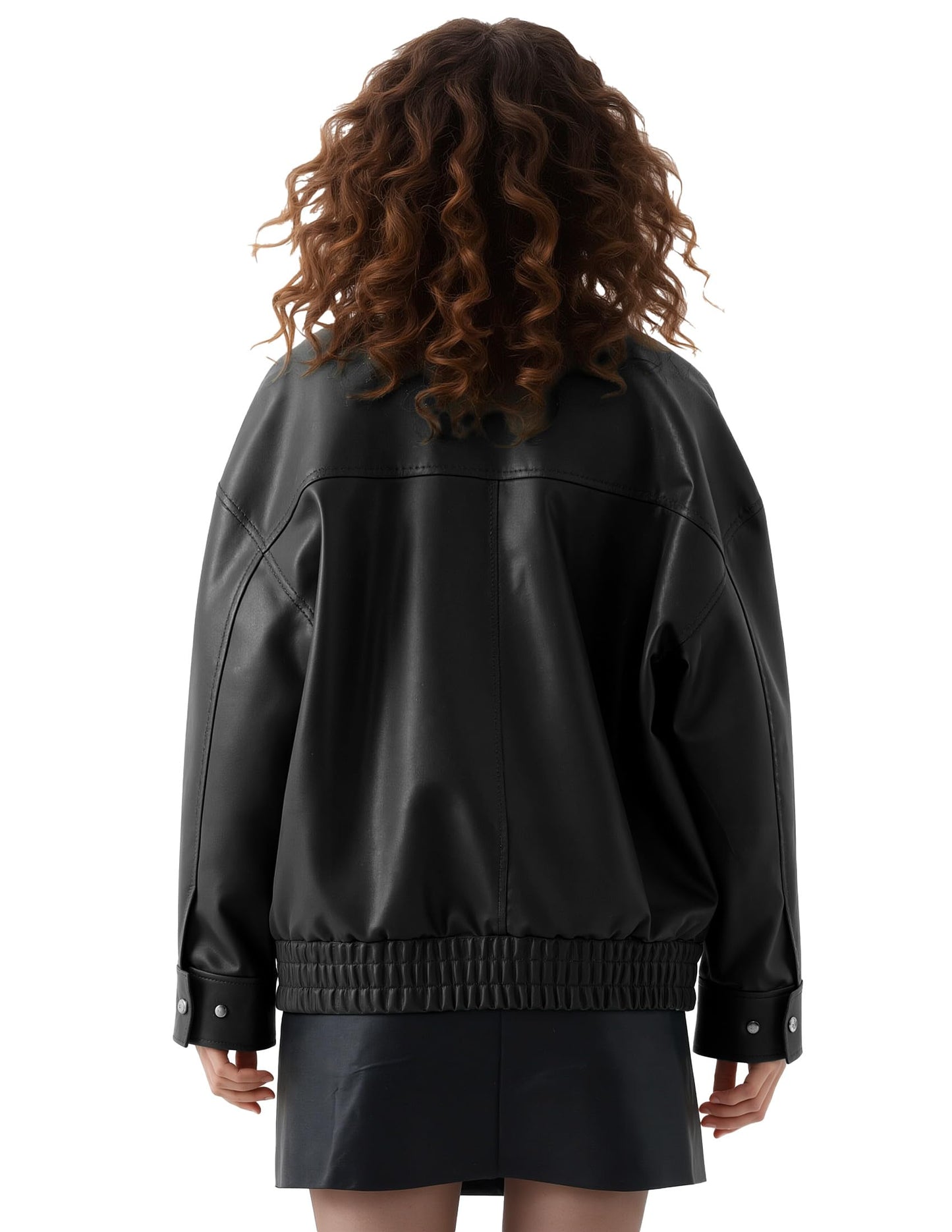 Vanmolrsa Oversize Leather Jacket Women Faux Motorcycle Coats Bomber with Double Pockets,2025 Fall,Winter Fashion Outwear