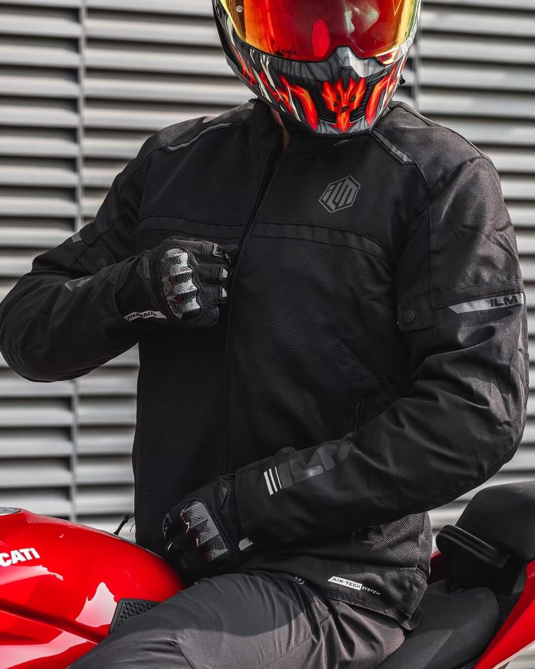 ILM Motorcycle Riding Jacket with Mesh CE Armor and Detachable Thermal Liner Dual Sport All Season for Men Model JAM1(Black, X-Large)