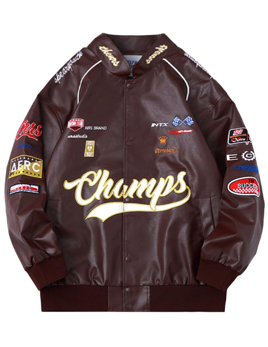 Aelfric Eden Faux Leather Jacket Oversized Racing Motorcycle Jackets Moto Coats Unisex Trendy Streetwear Jacket