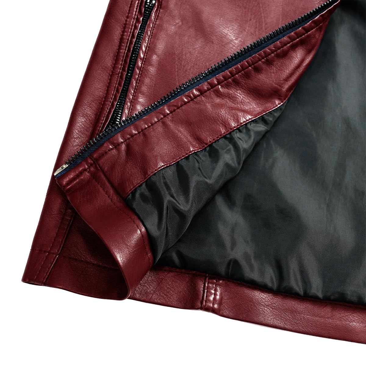 YXYSZZ Men's Motorcycle Jacket Faux Leather Zipper Coat Cycling Windproof(L,Z2906rd)