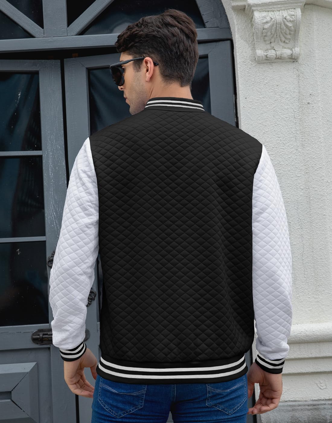 Wizoat Mens Varsity Jacket Lightweight Jacket Causal Waffle Letterman Bomber Jackets