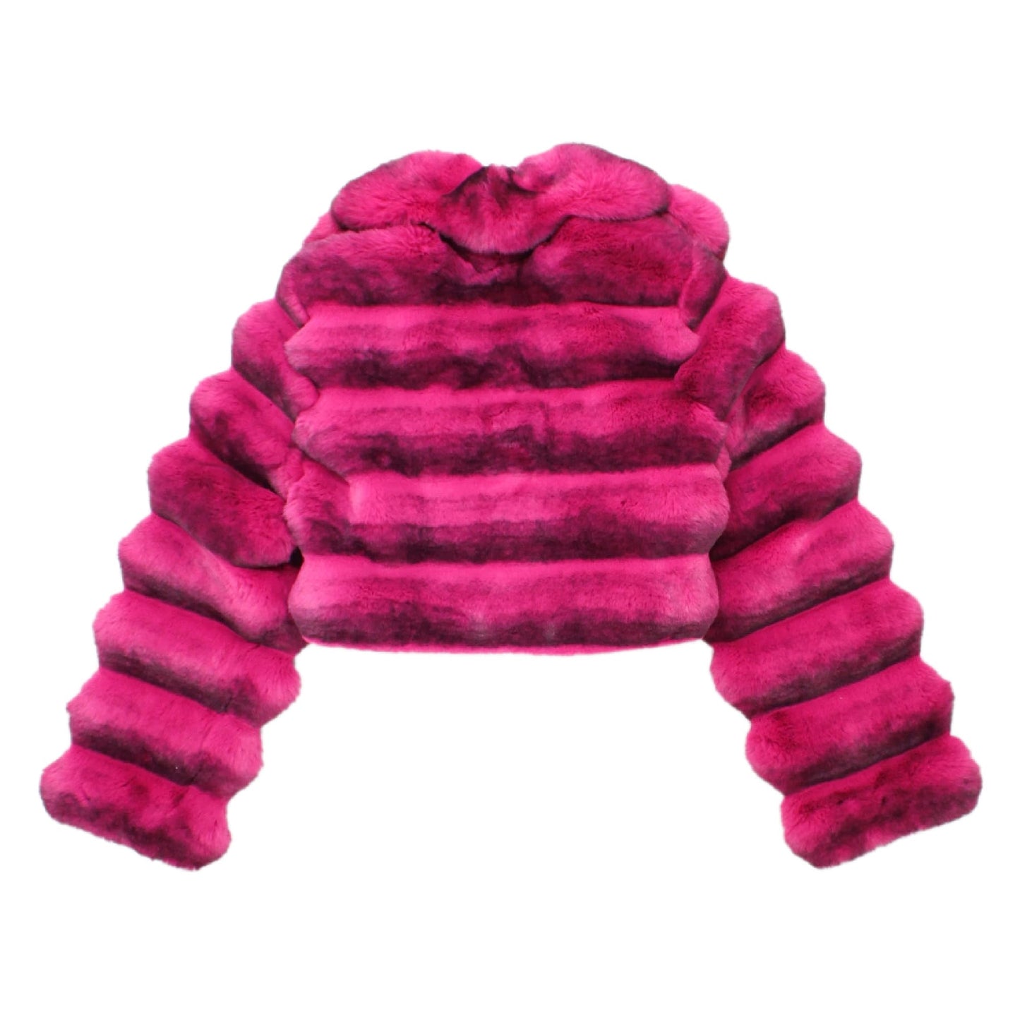 DLNYC - Luxury Chinchilla Faux Fur Jacket for Women, Cropped Puffer Style, Puffer Style, Women's Winter Outerwear (US, Alpha, Medium, Regular, Regular, Pink)