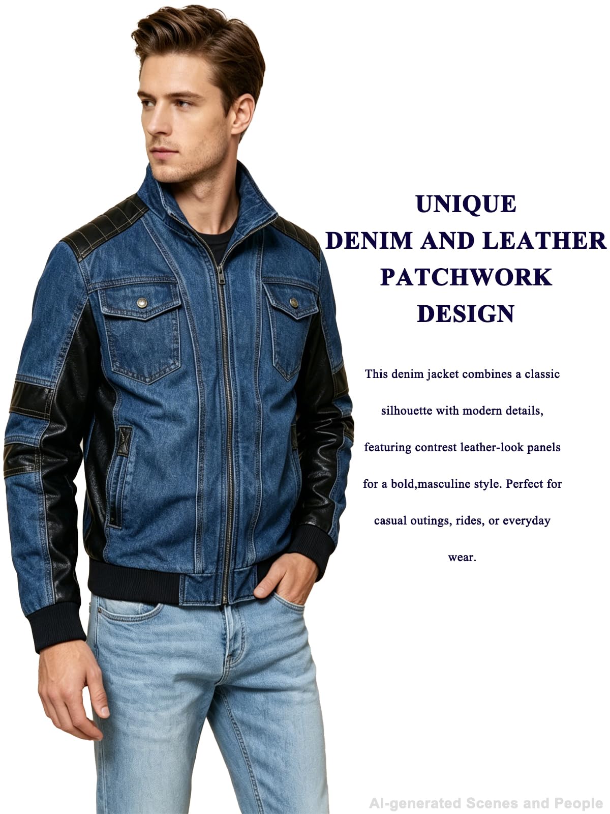 INVACHI Jean Jacket, Denim Jacket, Denim Coat, Biker Jackets，Trucker Jackets，Motorcycle Jacket