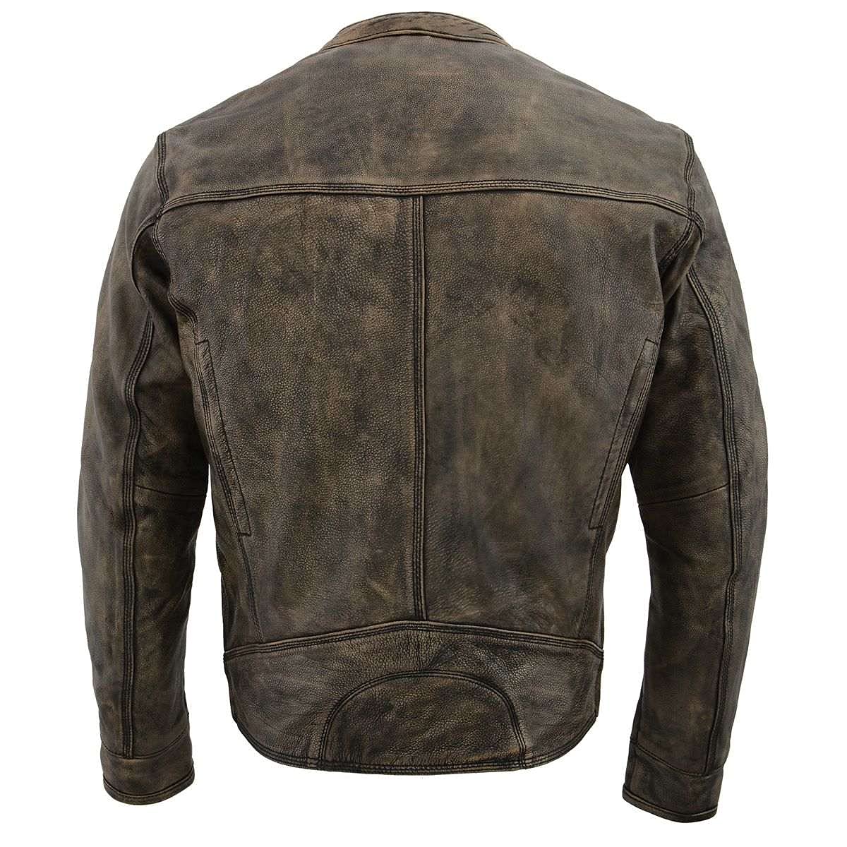 Milwaukee Leather MLM1550 Men's Vented Black-Beige Distressed Leather Scooter Jacket (Medium)