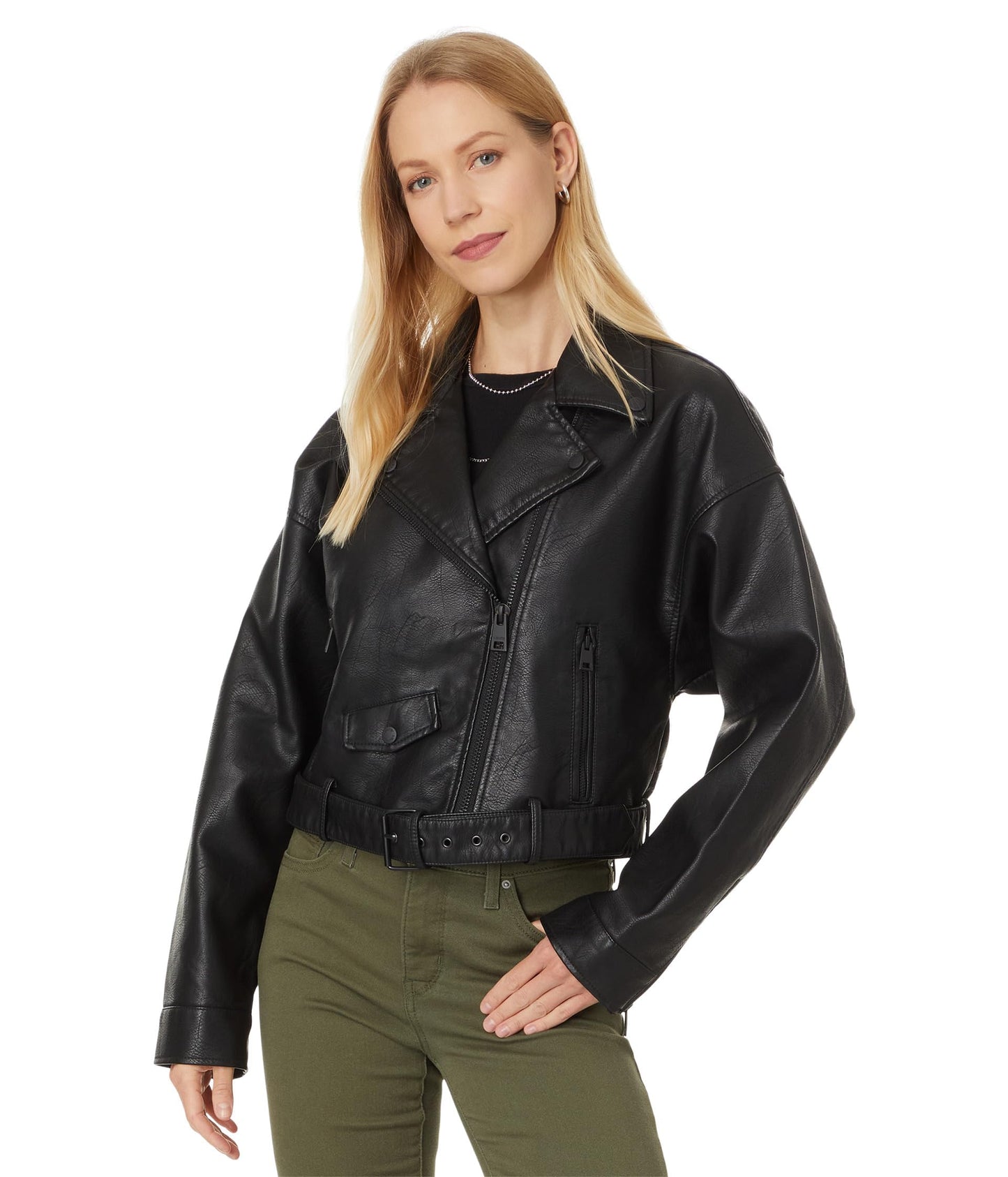 Levi's Women's Faux Leather Cropped Moto Jacket, Black, X-Large