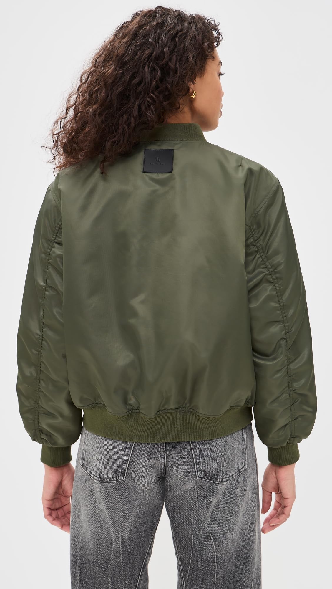 ANINE BING Women's Leon Bomber Jacket, Army Green, M
