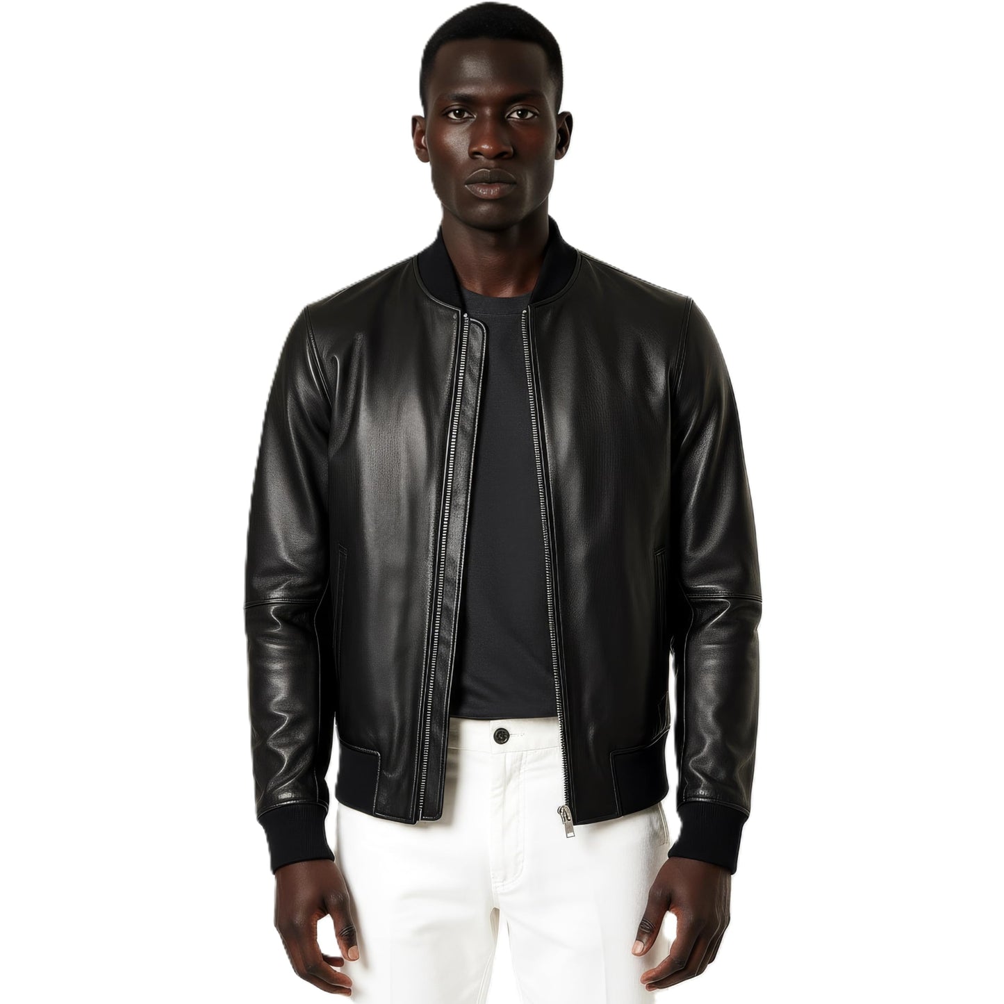 SOL HERMOSA Men’s Real Leather Bomber Jacket Genuine Leather Outerwear for Men | Classic Stylish Motorcycle Jacket, Winter Wear, Casual & Biker Leather Jacket for Men