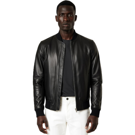 SOL HERMOSA Men’s Real Leather Bomber Jacket Genuine Leather Outerwear for Men | Classic Stylish Motorcycle Jacket, Winter Wear, Casual & Biker Leather Jacket for Men
