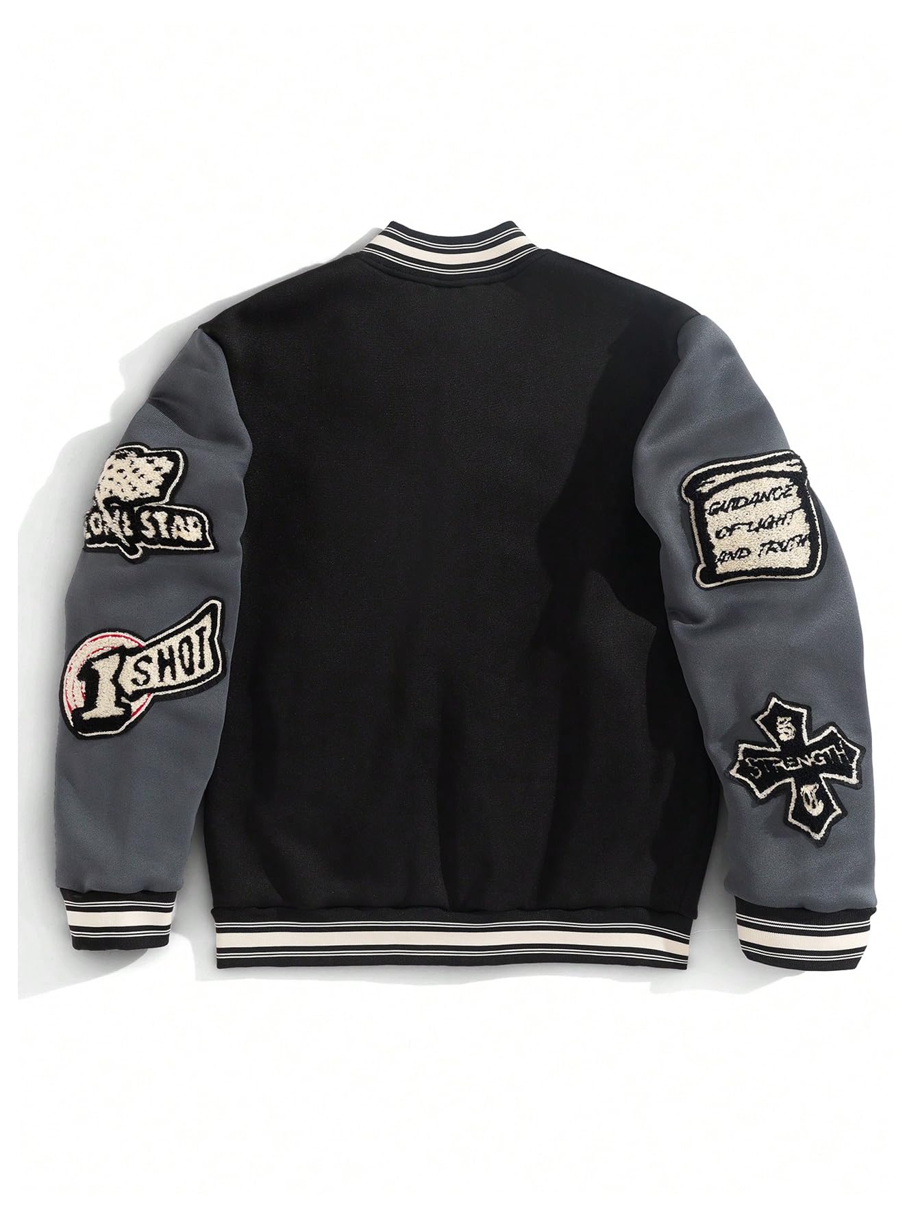 SOLY HUX Men's Letter Graphic Color Block Y2k Varsity Jacket