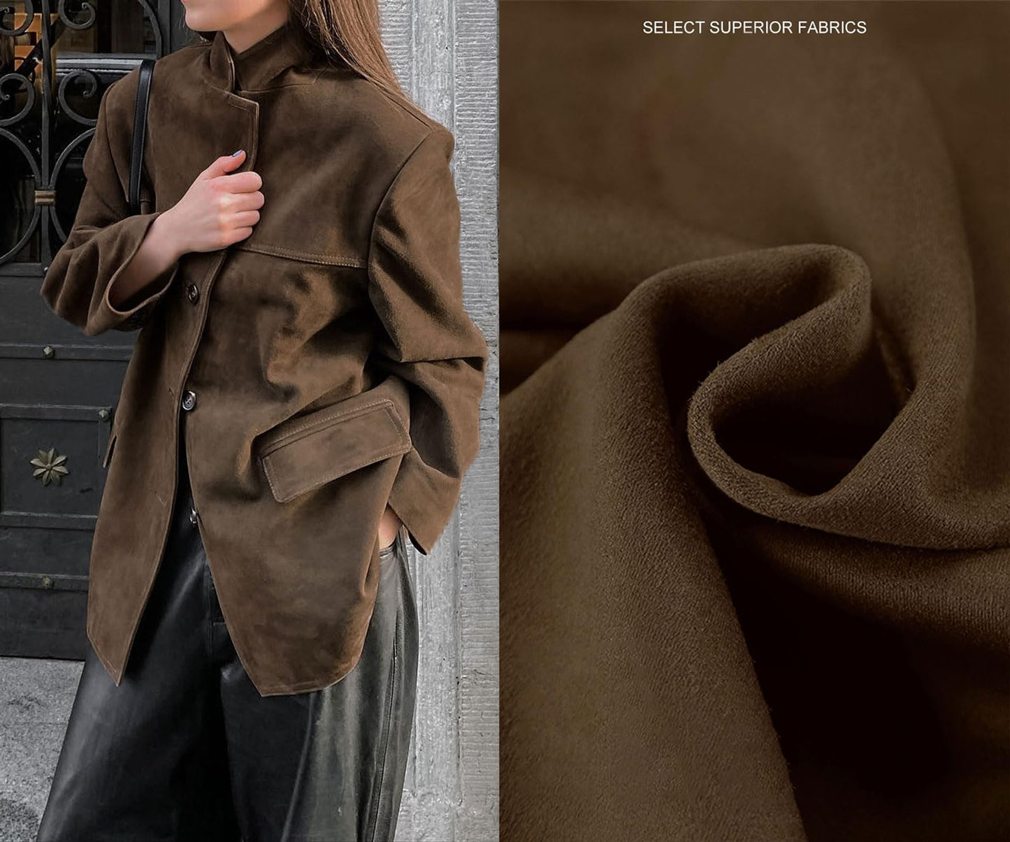loveimgs Women Retro Brown Faux Suede Jacket Leather Blazer Coat Old Money Aesthetic Fall Jacket Bomber Y2k Oversized (Small, Brown)