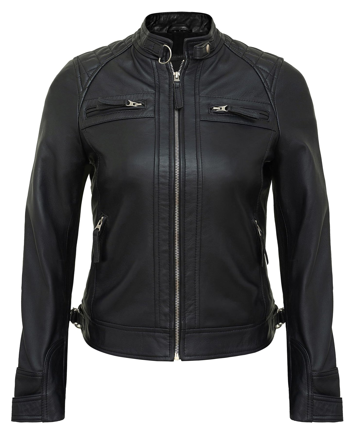 UrbanFocal Black Leather Jacket For Women | [101002706] D1 Black, 2XL