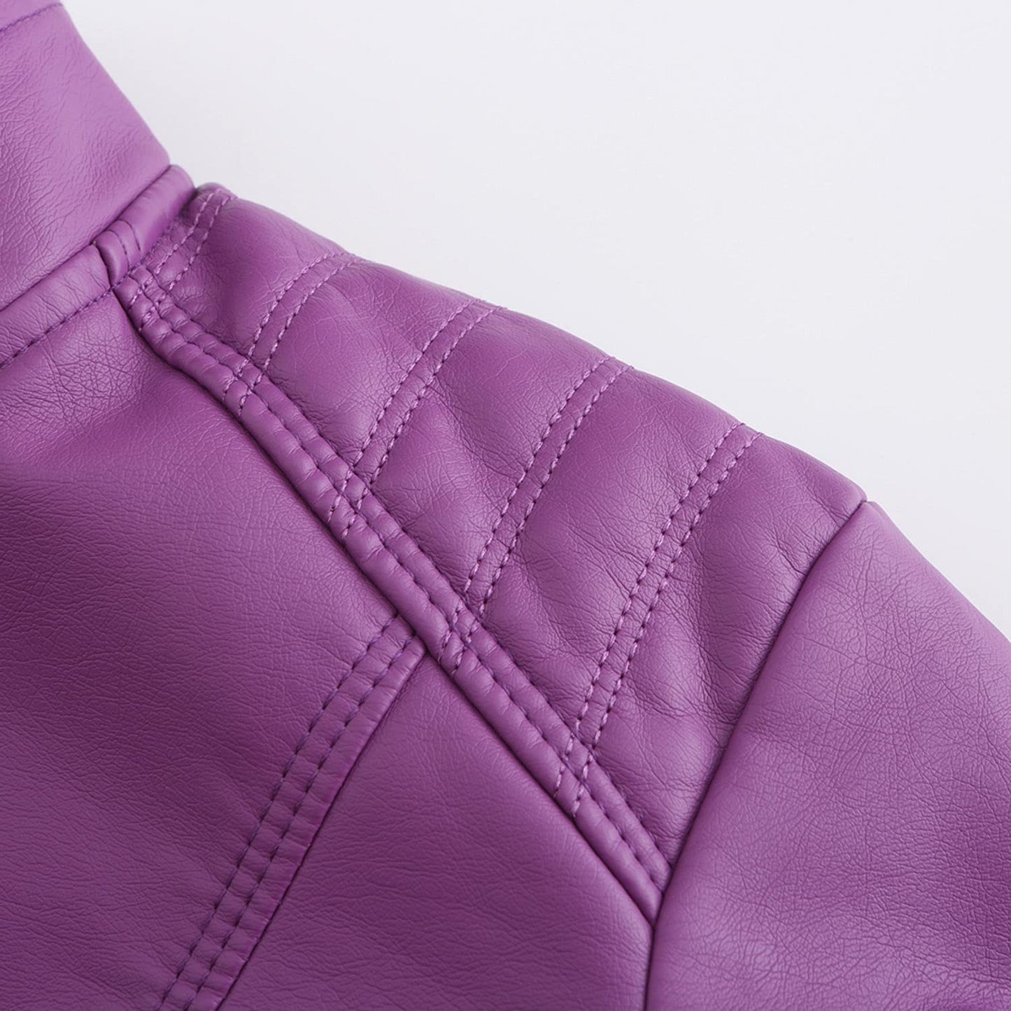 DEAR MODEL Faux Leather Jacket Women Bomber Jacket Women's Belted Motorcycle Jacket,Purple,S