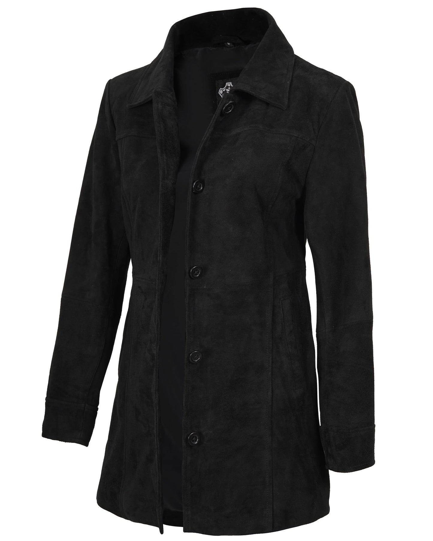 Decrum Women Leather Jacket - Leather Coat Suede Women | [1328874] Kands Suede Blck, L