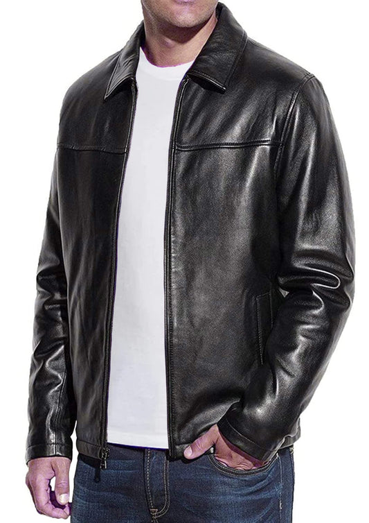 Storemm Men's Genuine Lambskin Leather Classic Biker Style Jacket | Biker leather Jacket Men (L)