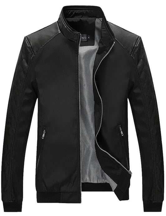 Tanming Men's Casual Slim Fit Lightweight Zip Up Softshell Bomber Jacket (Medium, Black)