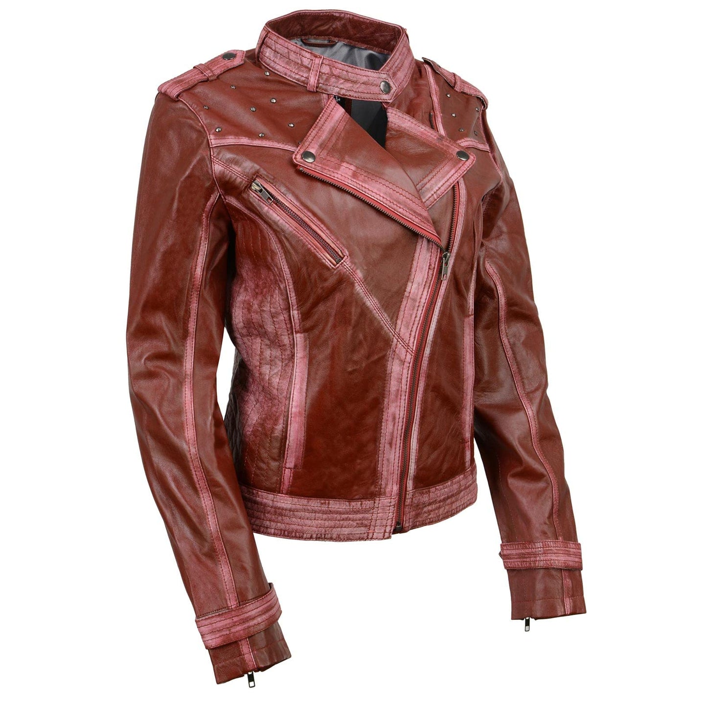 Milwaukee Leather Women's Premium Leather Biker Style Casual Fashion Coats-Jackets SFL - Large
