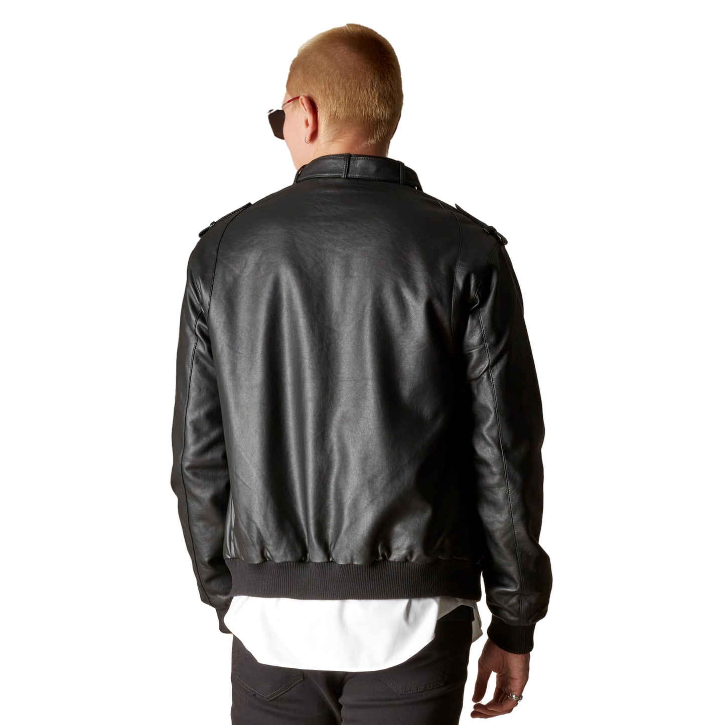 Members Only Men's Faux Leather Iconic Racer Jacket (Black, XL)
