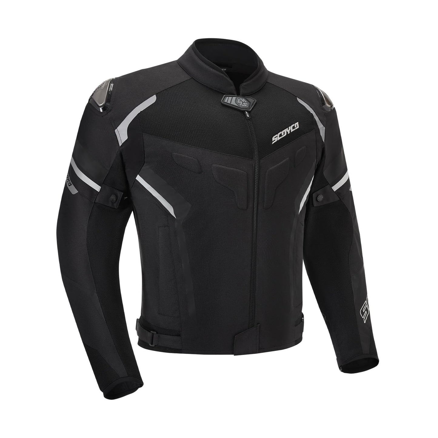 Scoyco Motorcycle Jacket Men, CE Level 1 Breathable Mesh Motorcycle Riding Jacket with 7 PCS Protective Armored - Black