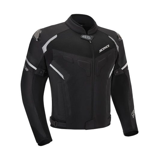 Scoyco Motorcycle Jacket Men, CE Level 1 Breathable Mesh Motorcycle Riding Jacket with 7 PCS Protective Armored - Black