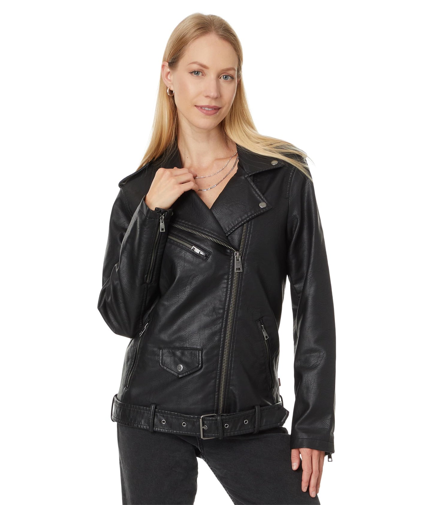 Levi's Women's Oversized Faux Leather Belted Motorcycle Jacket, New Black, X-Small