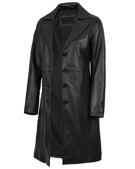 Decrum Womens Black Real Leather Coat Jacket for Adult | [1514274] Btmn Coat, L