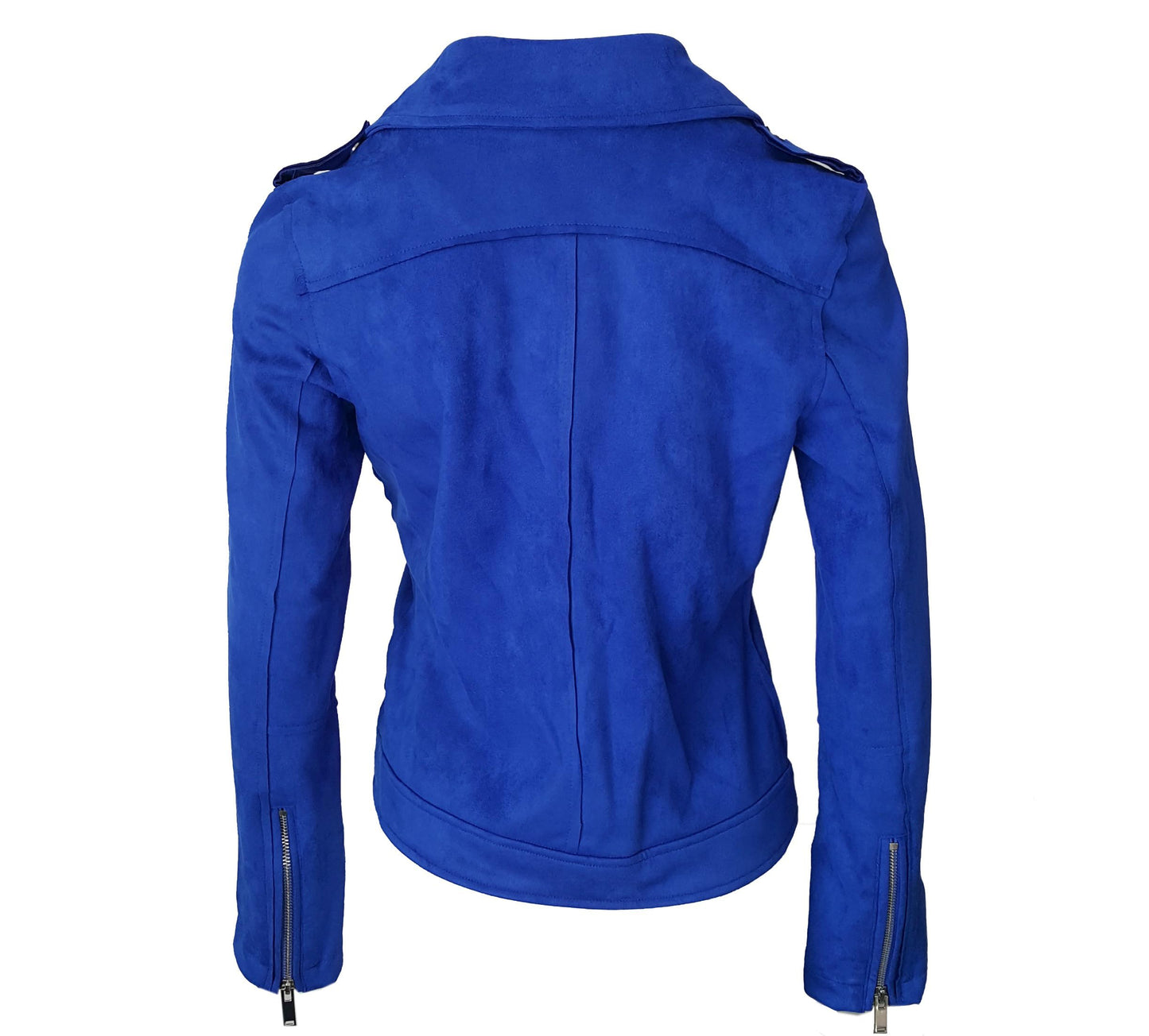 ODCOCD Faux Suede Jacket for Women Long Sleeve Zipper Up Casual Outwear (CA/US, Alpha, Large, Regular, Regular, Royal Blue)