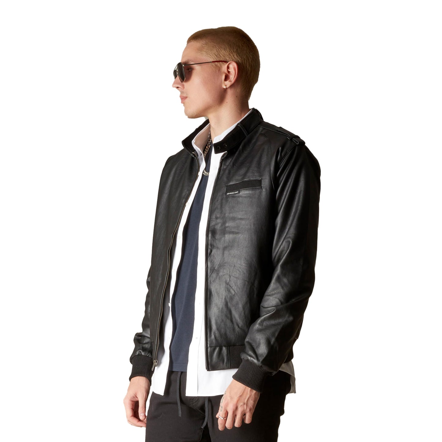 Members Only Men's Faux Leather Iconic Racer Jacket (Black, XL)