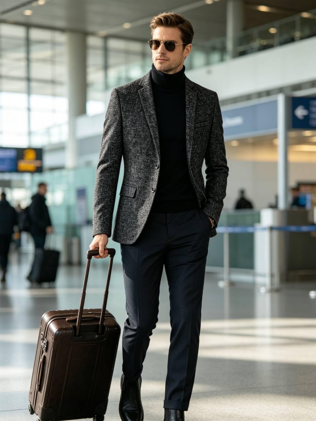 Men's Blazer Lightweight Suit Jacket Slim Sport Coat 2 Button Casual Busniess Travel Jakcets Black