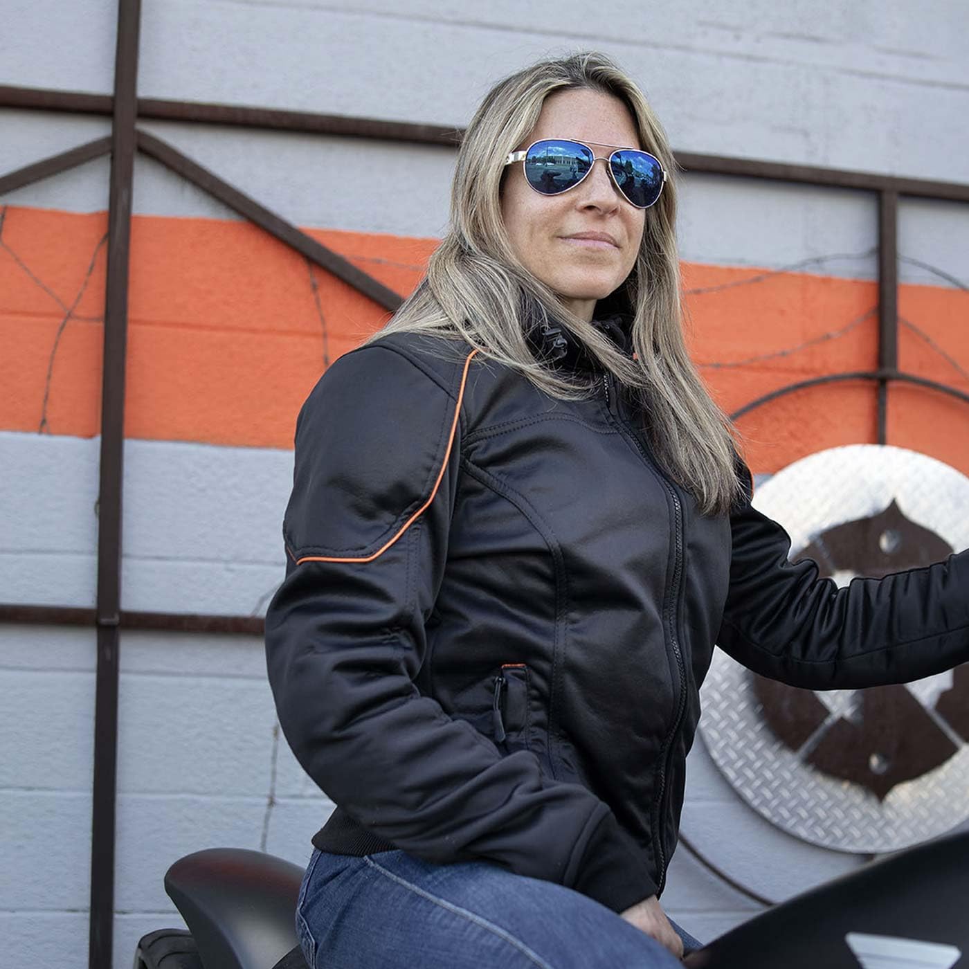 Milwaukee Leather MPL2764 Women's Black Soft Shell Armored Motorcycle Racing Style Jacket with Hoodie - Medium